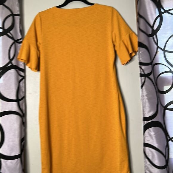 Code Shift Dress Autumn Yellow Ruffle Short Sleeves Knee Length size 14 - Picture 15 of 15